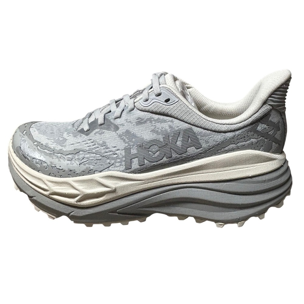 New in Box Mens Hoka Stinson 7 Trail Running Shoes Grey White Sz 8D 1141530-SLBS - Picture 7 of 8